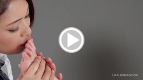 Office ladies Kobayakawa Reiko and Enami Ryu toe sucking